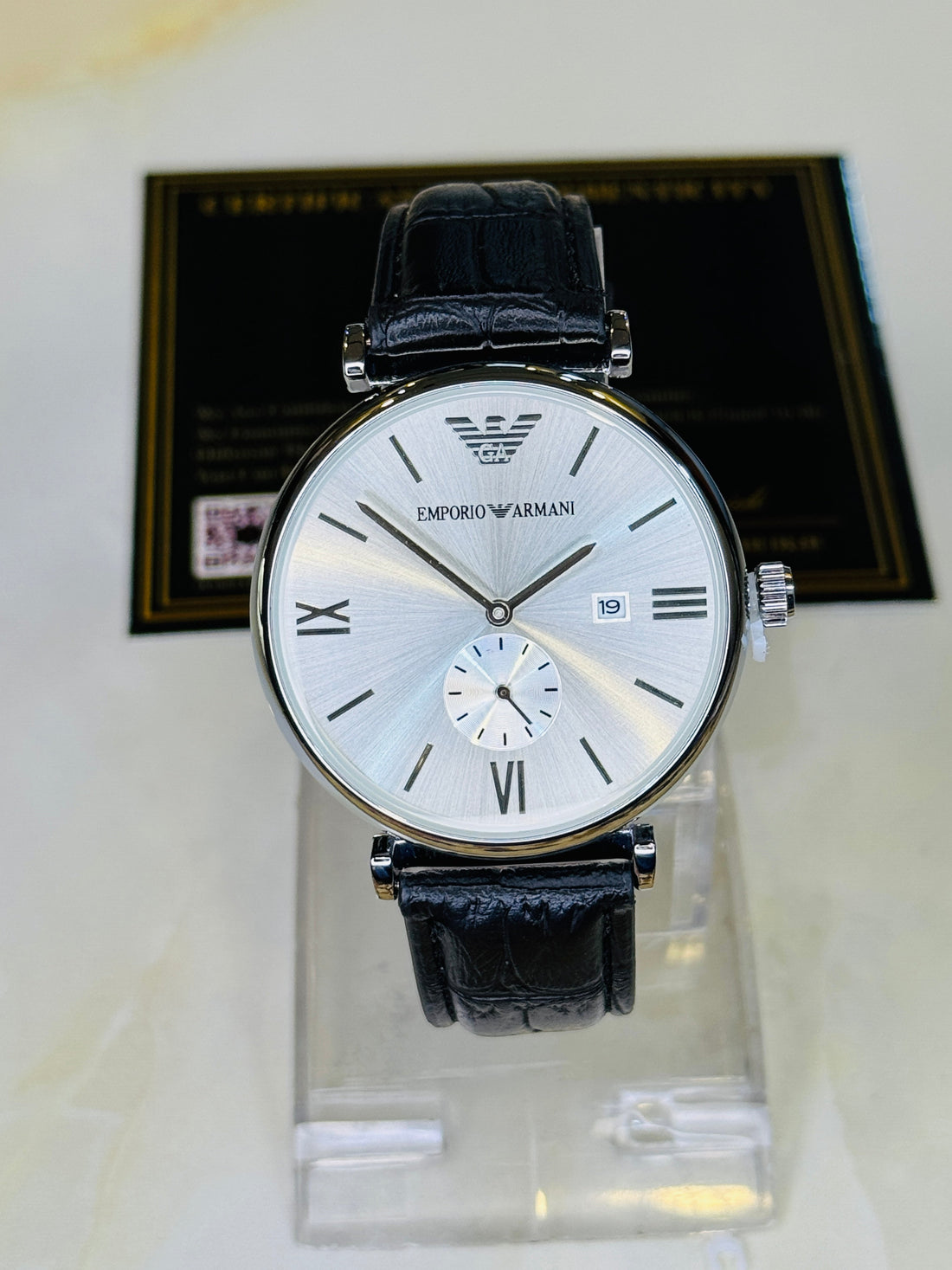 Black Silver White Emporio Down Second Watch