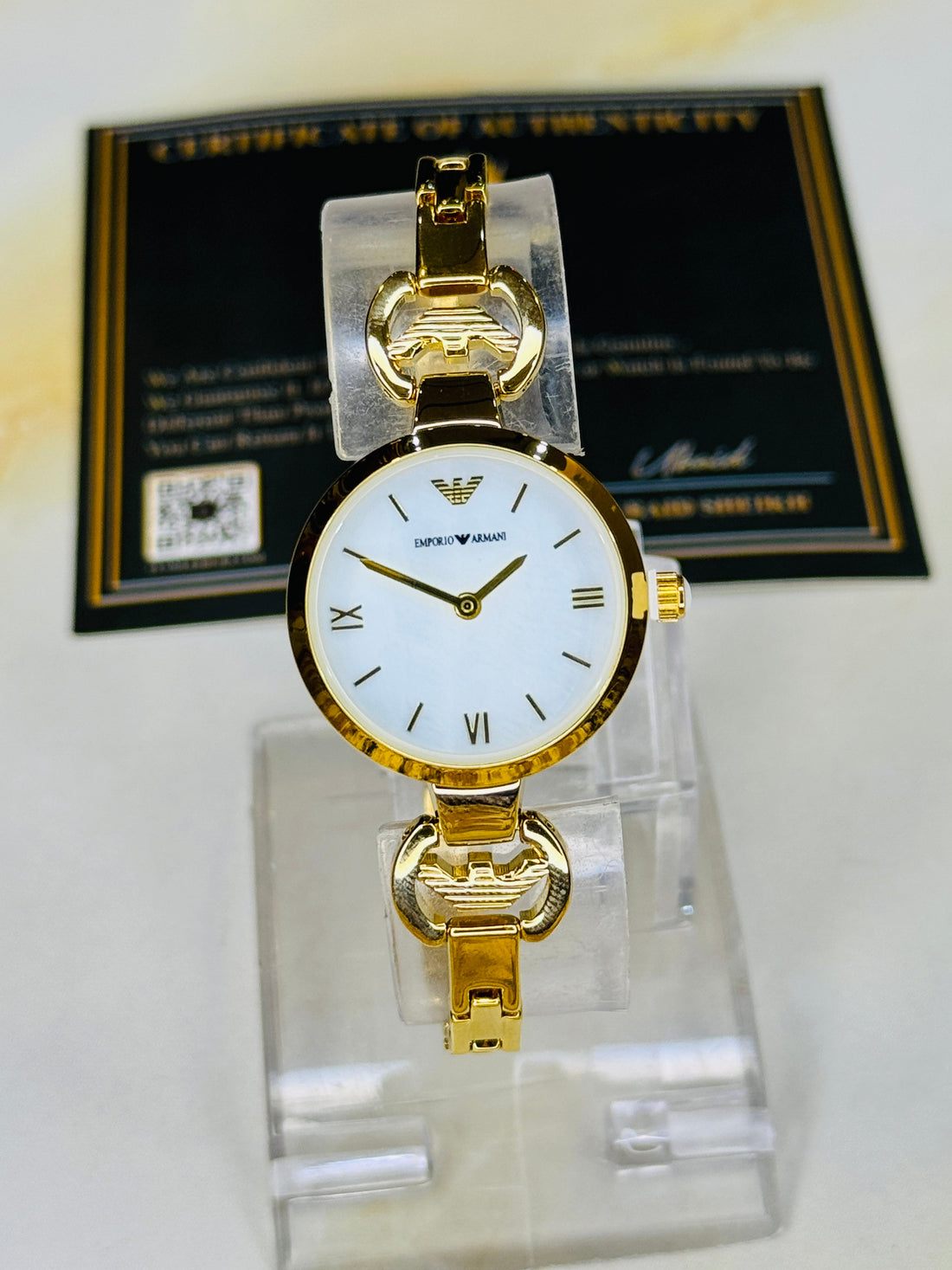 Emporio Gold White Watch for her