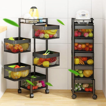5 layer Floor Rotating Storage Rack Vegetable Fruit Storage Rack