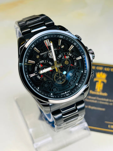 All Black Grand Carrera Chain Strap Chronographs Watch