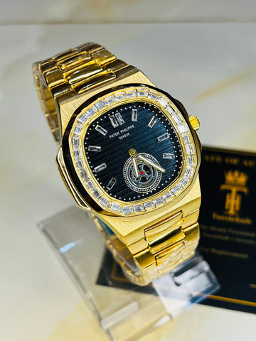 Nautilus Gold zircon Gems Down Second Watch