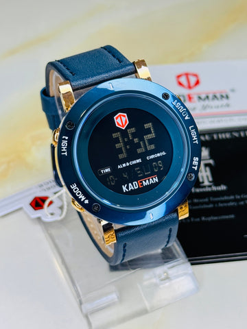Kademan Tungsten Blue Rose Gold Digital Watch