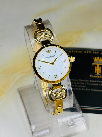Emporio Gold White Watch for her