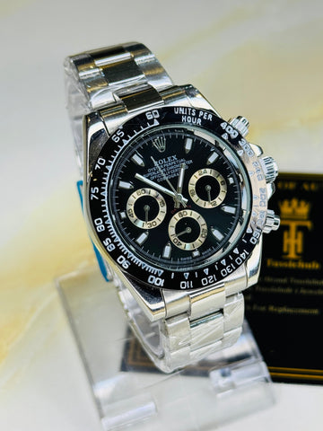 Silver Black Daytona Chronograph Chain Strap Master Clone Watch