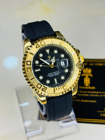 Gold Bezel Black Yatchmaster Watch