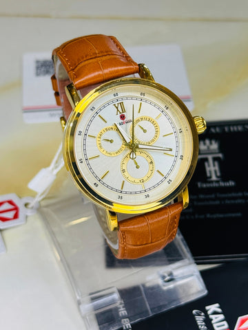 Kademan Brown Gold Trio Chronograph Watch