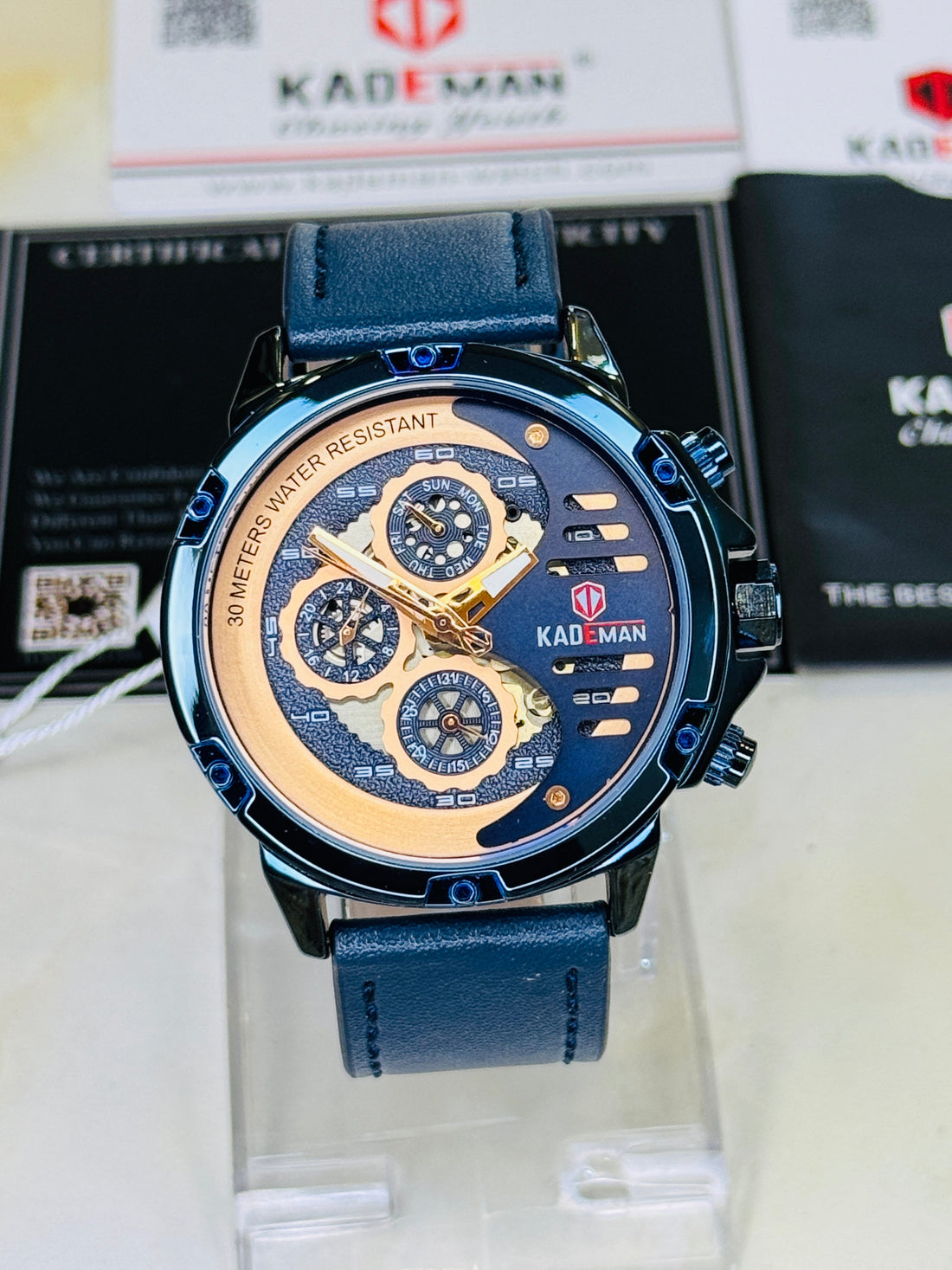 Kademan Tungsten Blue Chronograph Watch