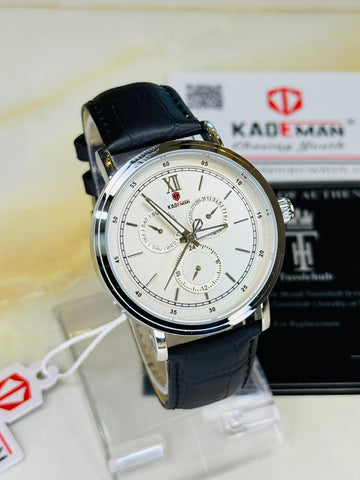 Kademan Black Silver Trio Chronograph Watch