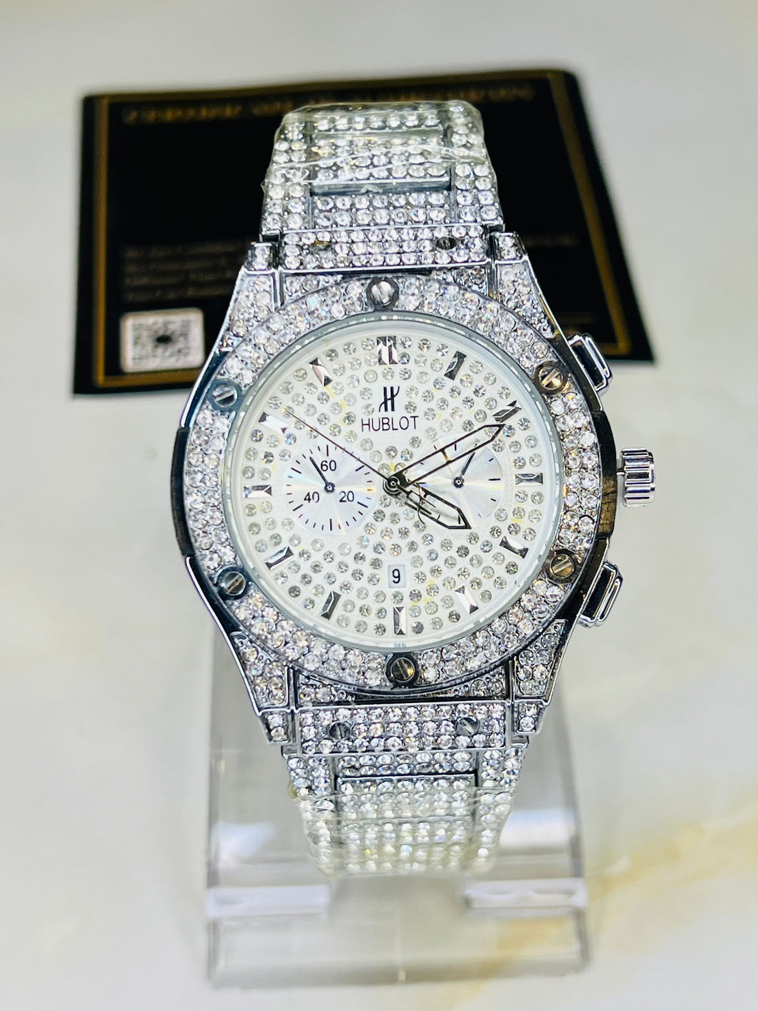 Silver Big Bang Iced Out Watch