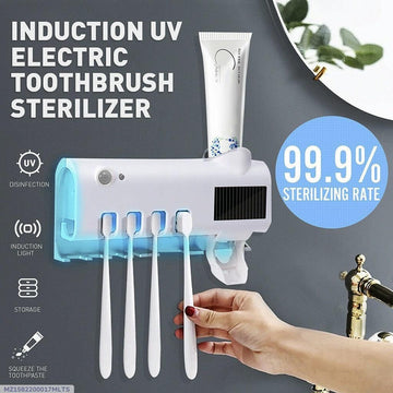Toothbrush Holder and Toothpaste Dispenser with UV Light Sterilizer