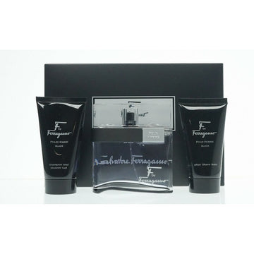 Ferragamo F Black Men 3pcs Gift Set (Edt 100ml+ Shampoo& S/G 75ml+ A/S 75ml)