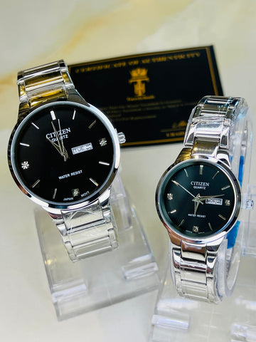 Silver Black Axiom Couple Watch