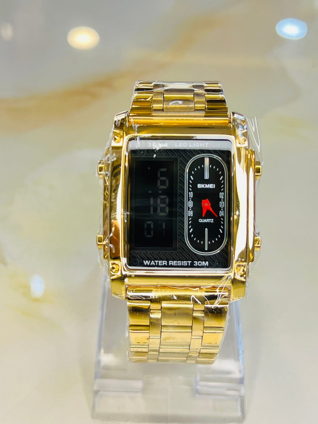 Skmei 3 Time Gold Watch