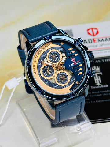 Kademan Tungsten Blue Chronograph Watch