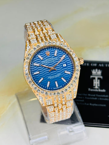 Rose Gold Sapphire Perpetual Iced Watch For Her