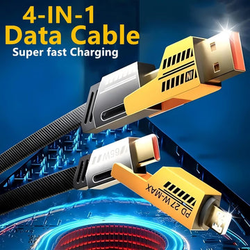 4-in-1 Multi Usb Charging Cable – Usb-c To Usb-c, Usb-c To Lightning, Usb-a To Usb-c, Usb-a To Lightning.