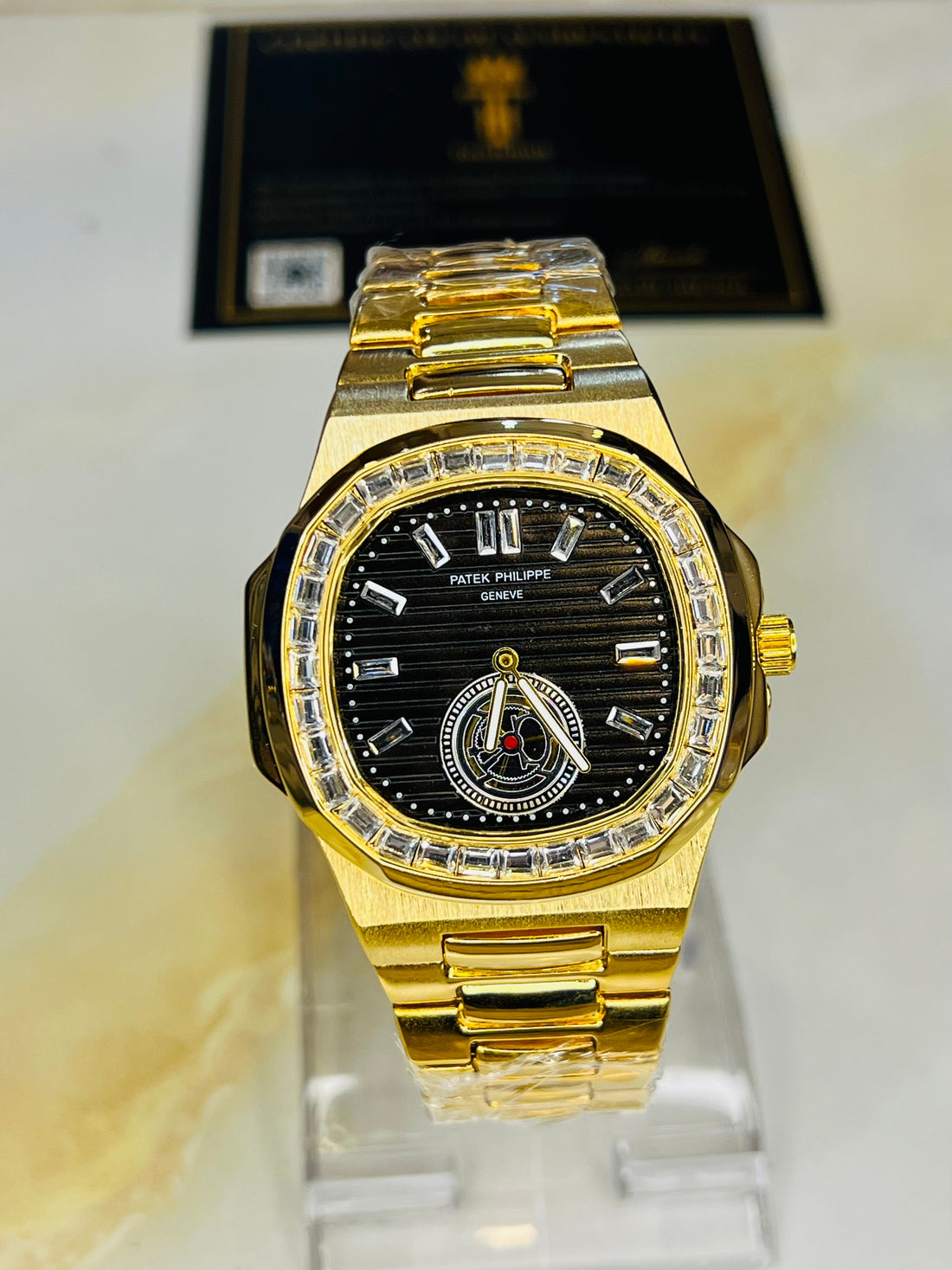 Nautilus Gold zircon Gems Down Second Watch