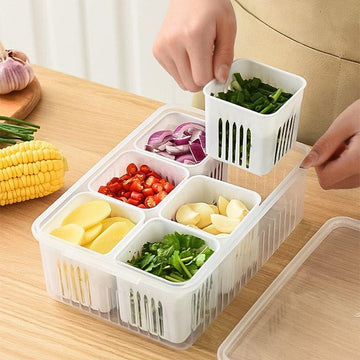 6-In-1 Kitchen Storage Box, Reusable Refrigerator Fruit