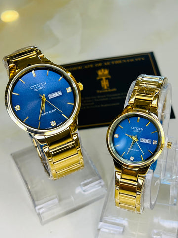 Gold Navy Axiom Couple Watch