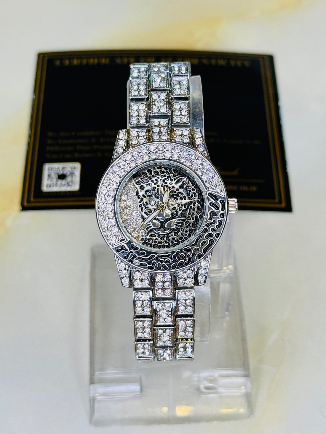 Silver Lioness Iced Out Watch For Her