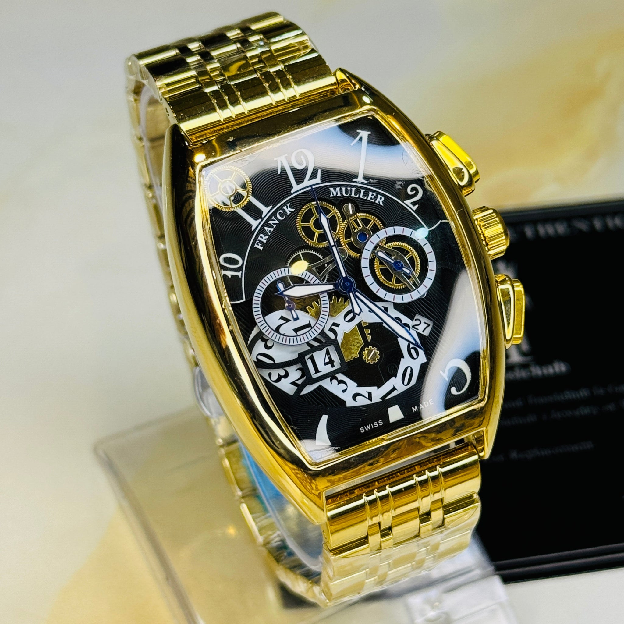 Chain Frank Muller Gold Black Chronograph Dial Watch