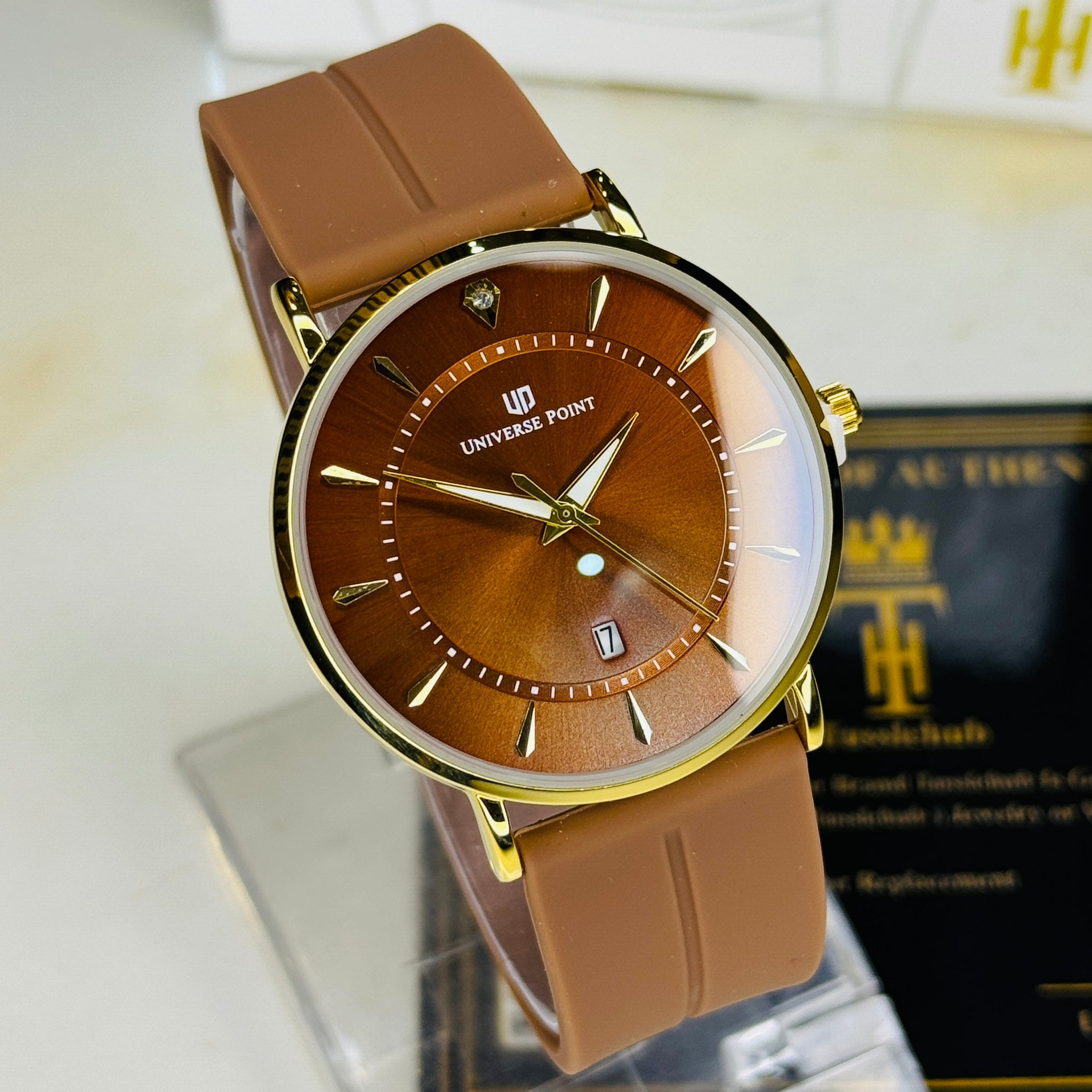 Brown Gold Slim Balloon Universe Point Watch