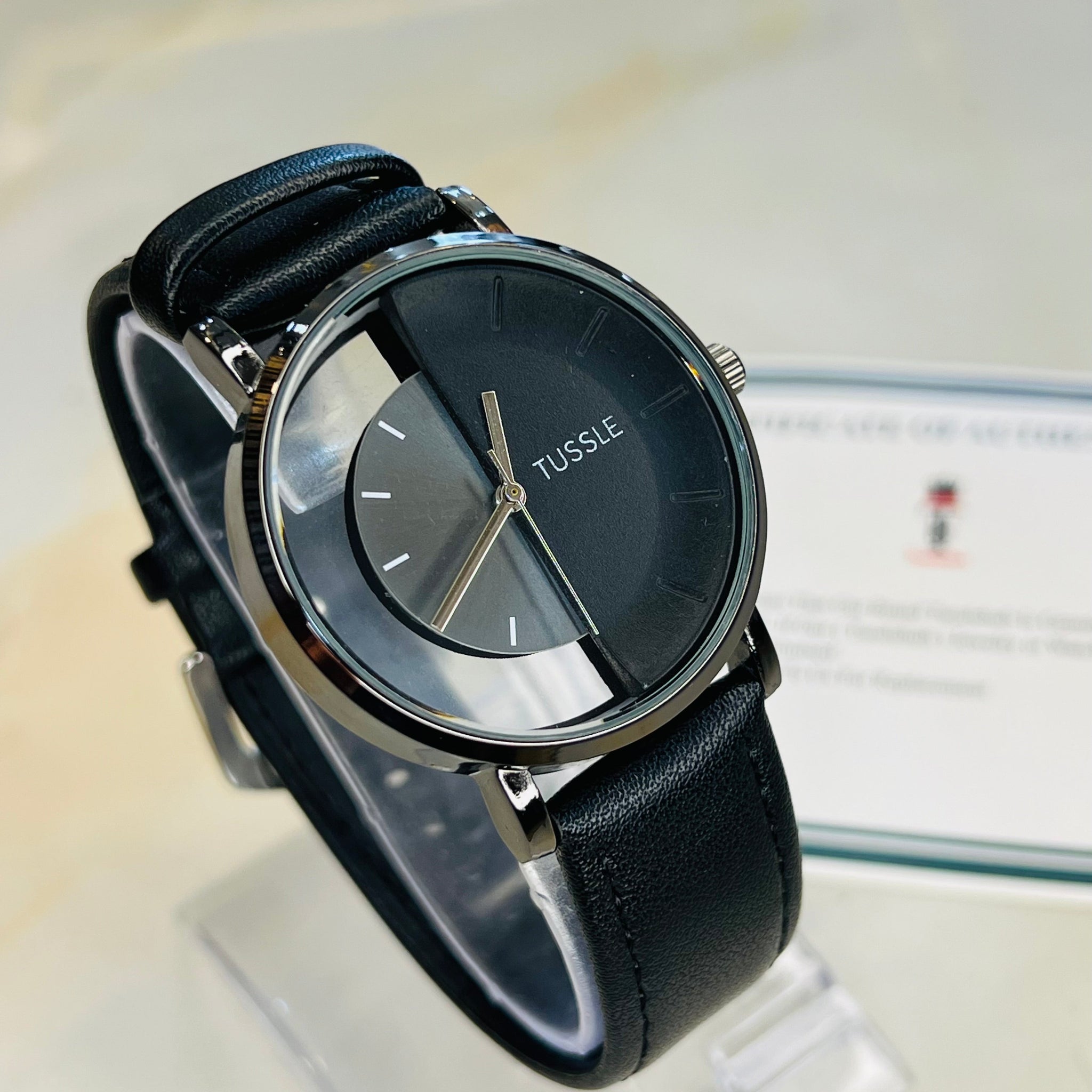 All Black Tussle Half Dial Watch