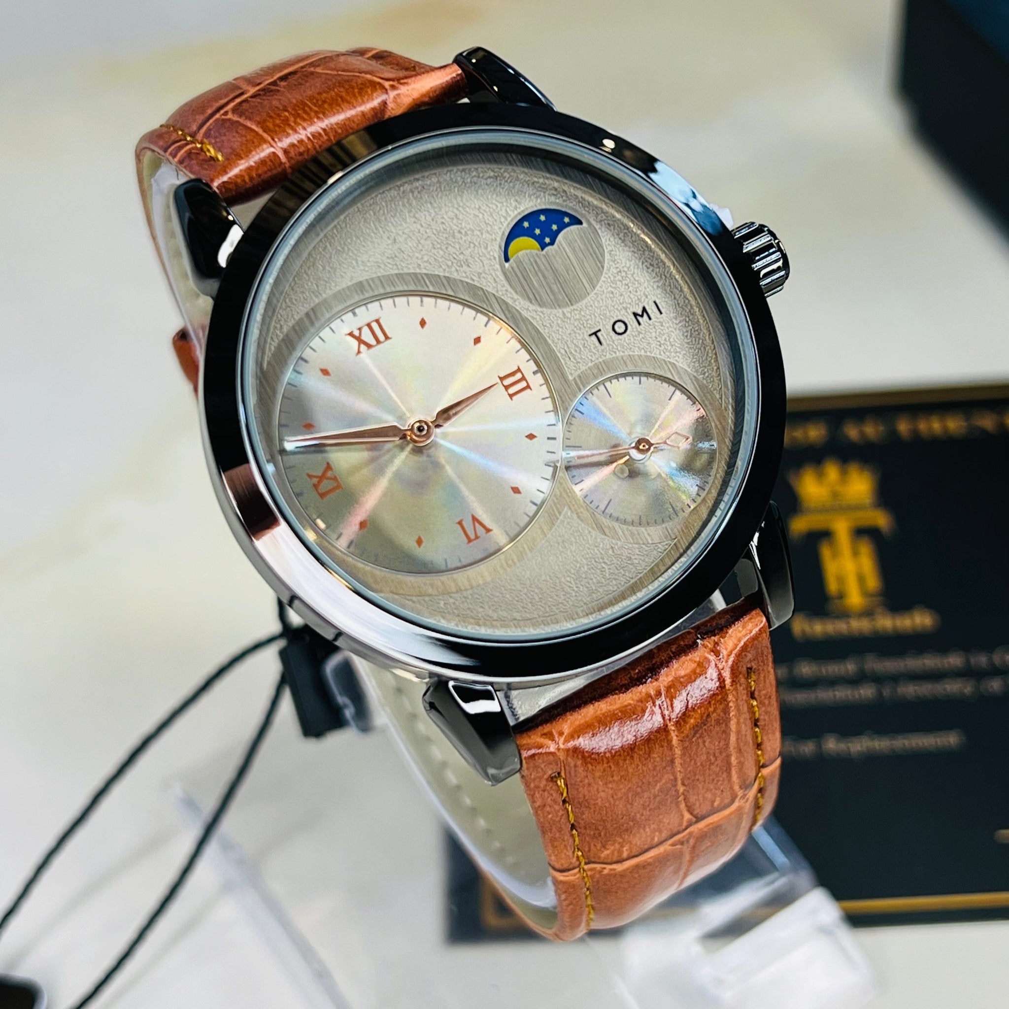 Tomi Brown Black Moon graph Dial Watch