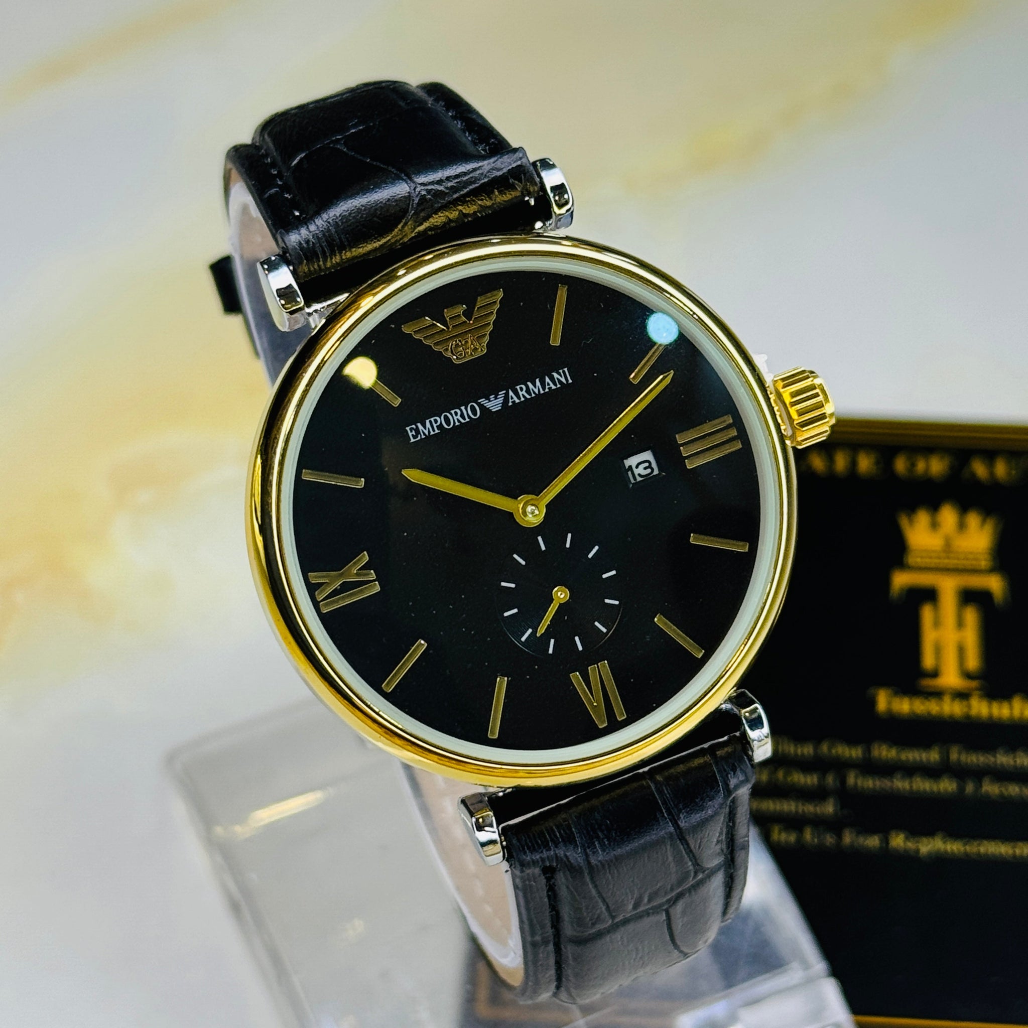 Black Gold Black Emporio Down Second Watch
