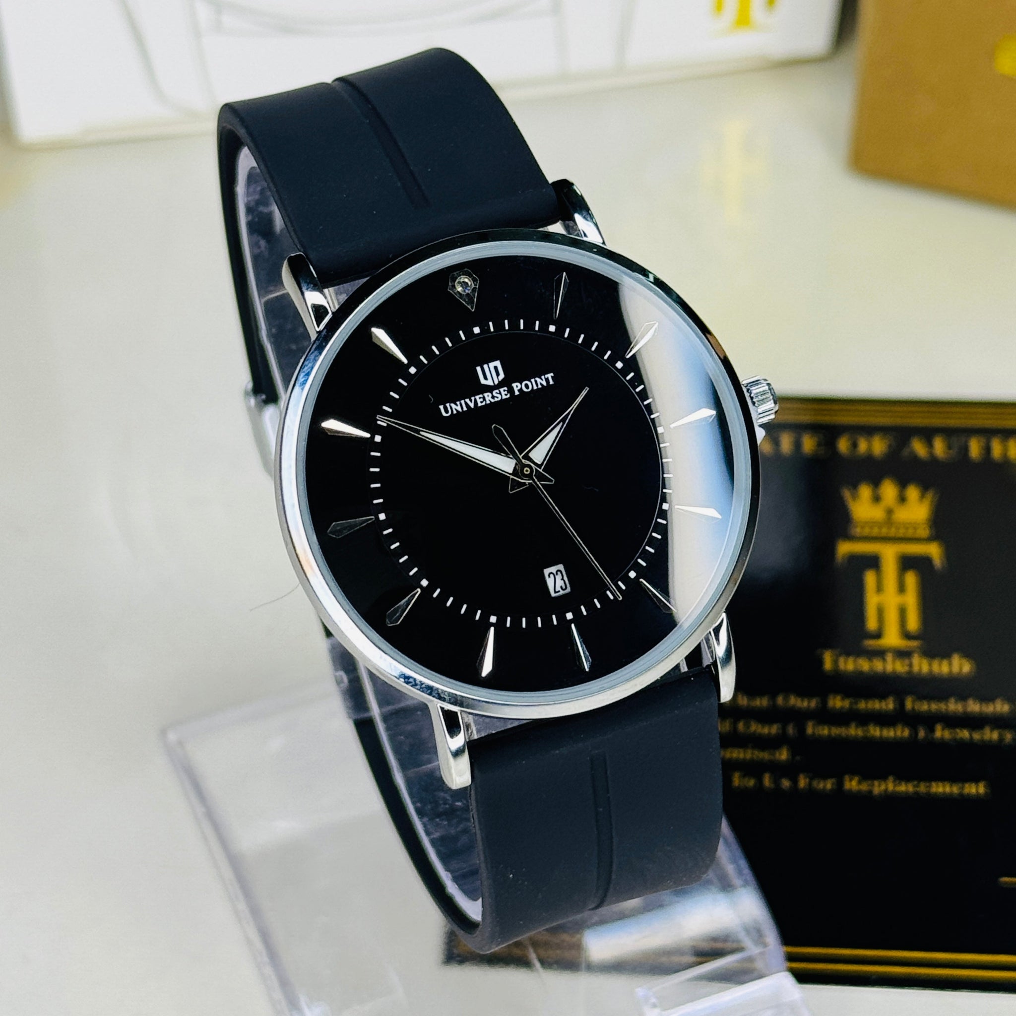 Black Silver Slim Balloon Universe Point Watch