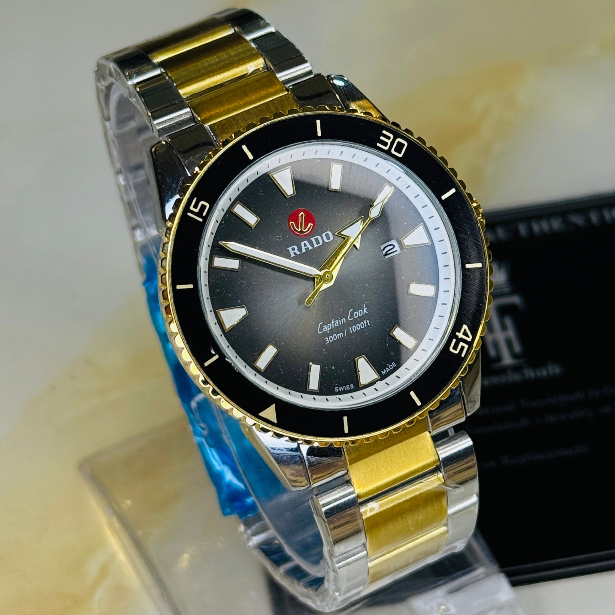 Two Tone Black Rado Captain Cook Watch