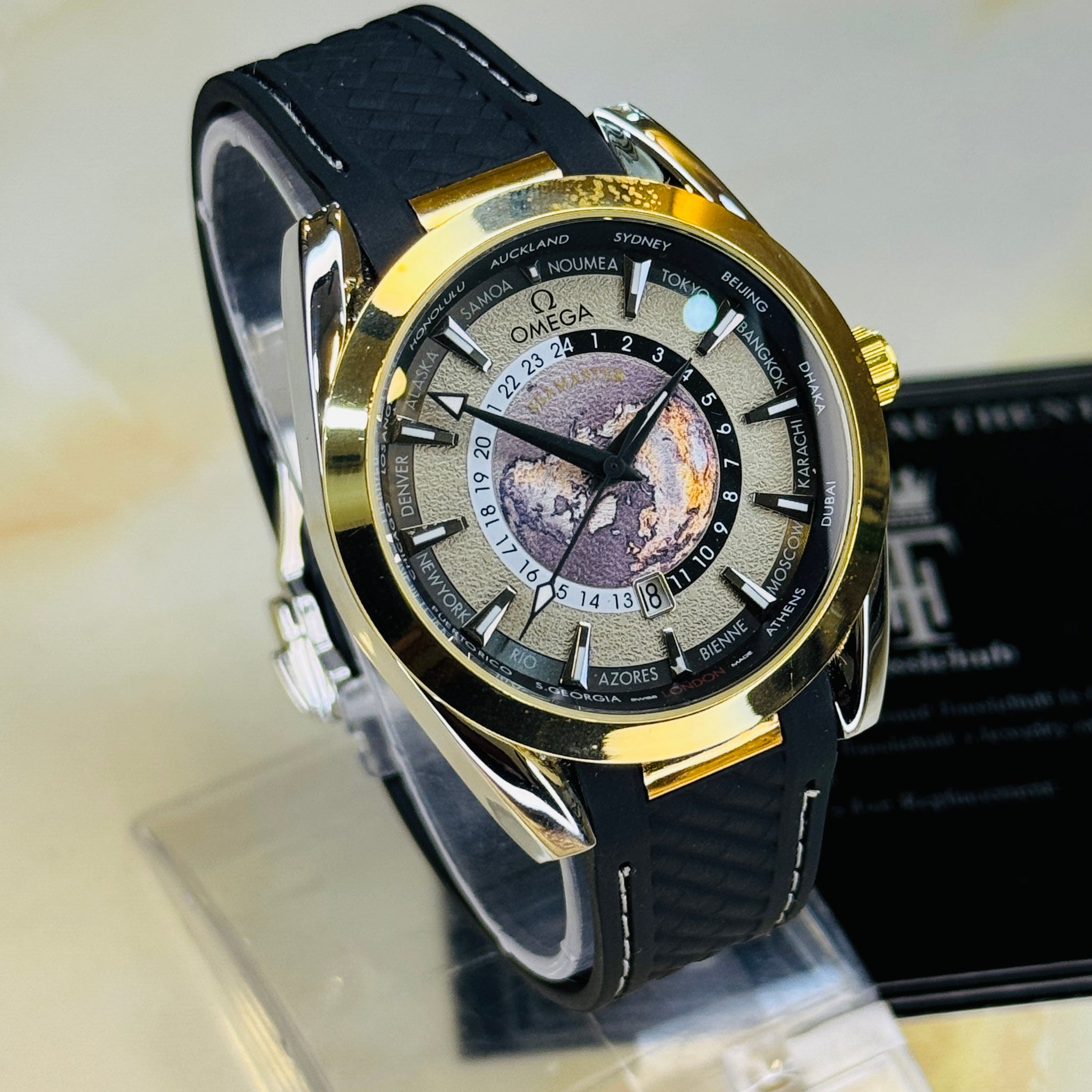Black Two Tone Aqua Terra Omega Watch