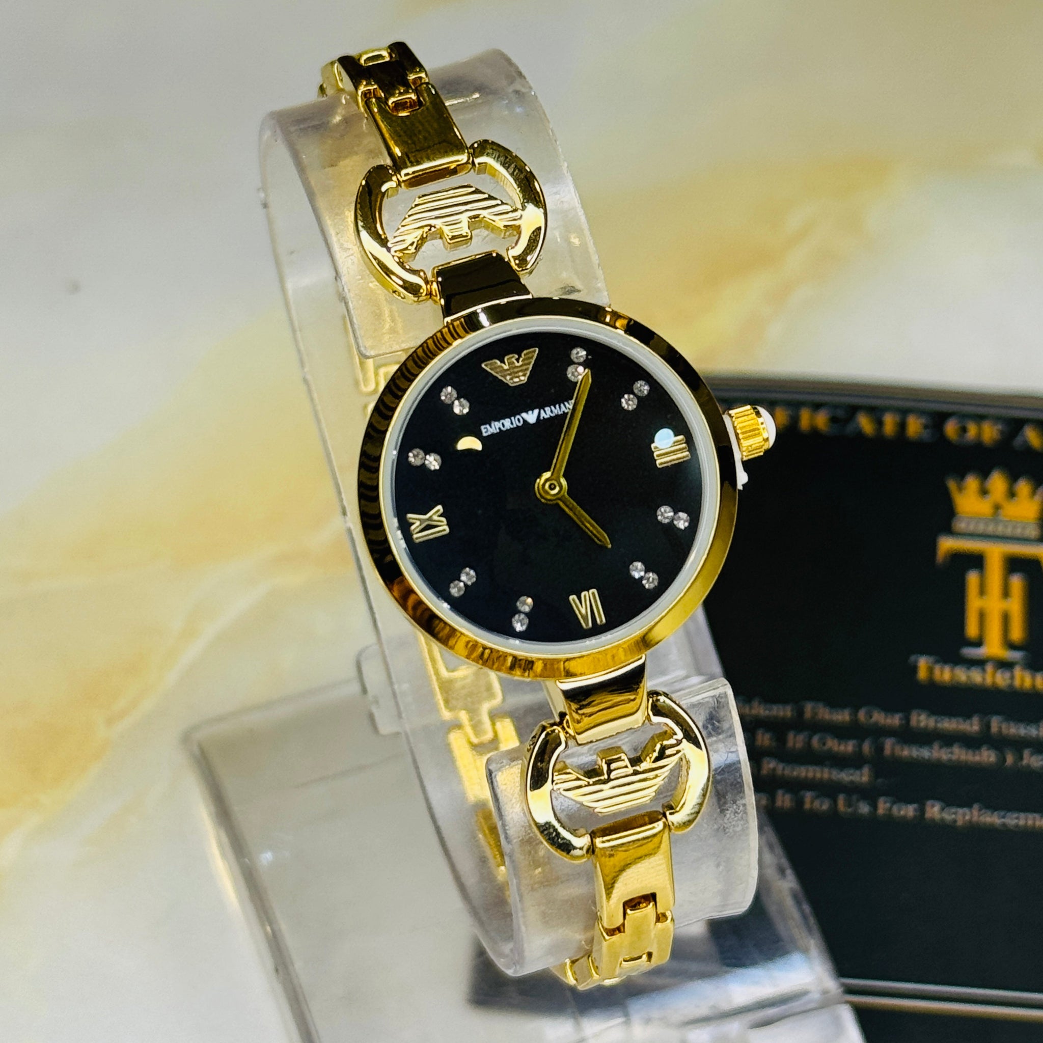Emporio Gold Black Watch for her