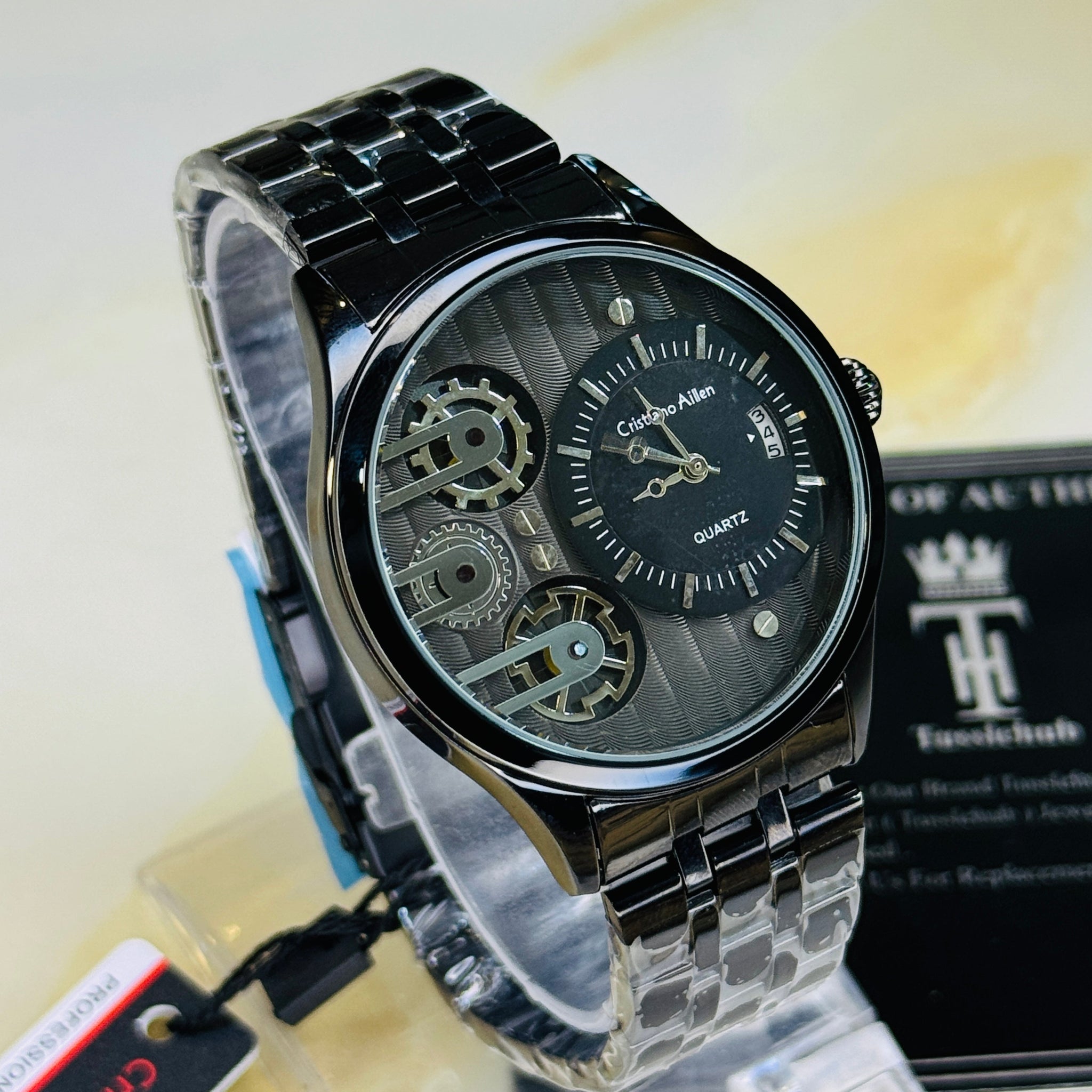All Black Cristiano Aillen Dual Gear Watch
