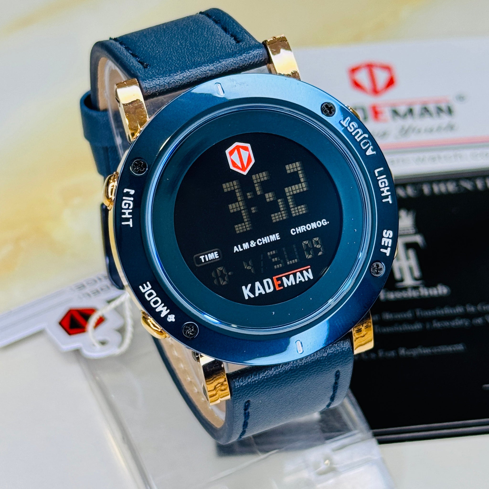 Kademan Tungsten Blue Rose Gold Digital Watch