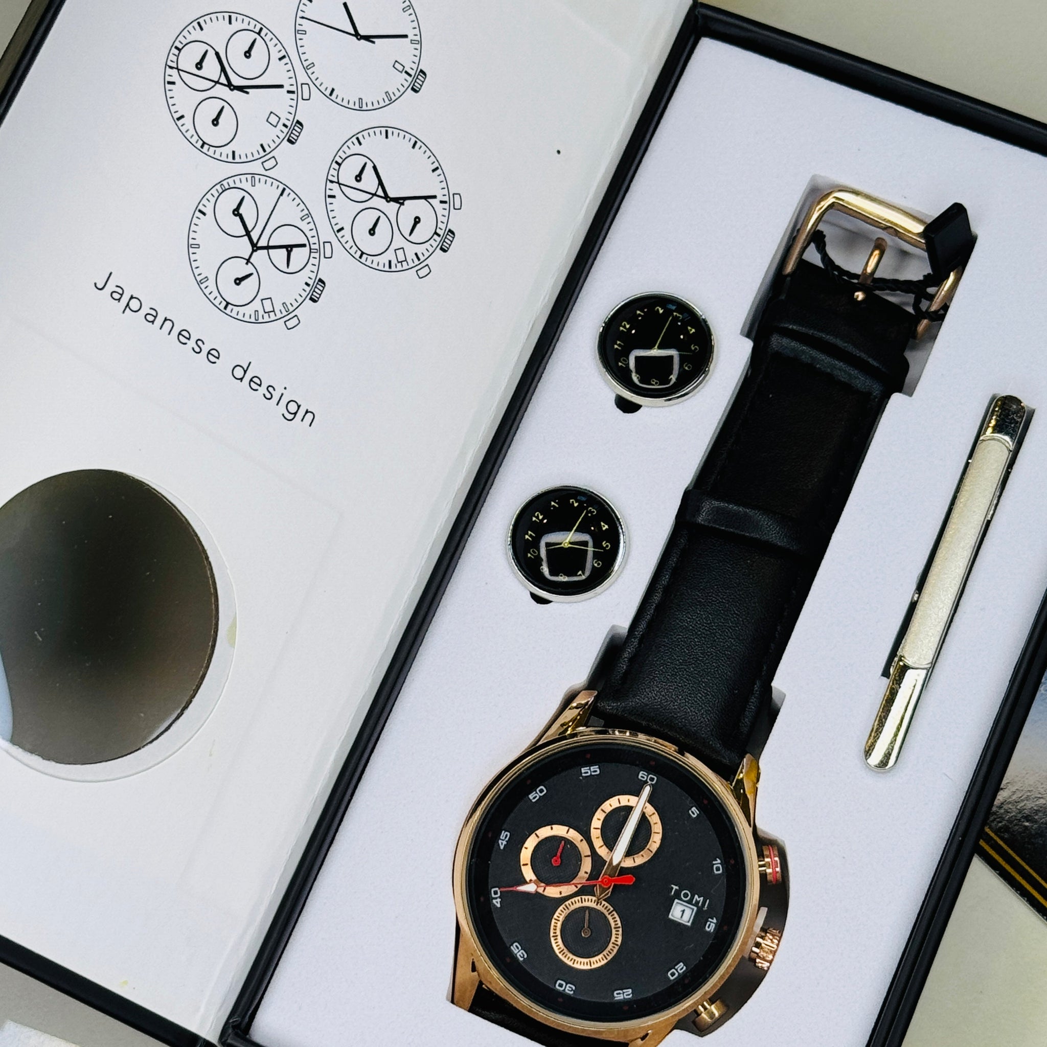 Tomi S6C Black Rose Gold Gift Set Watch