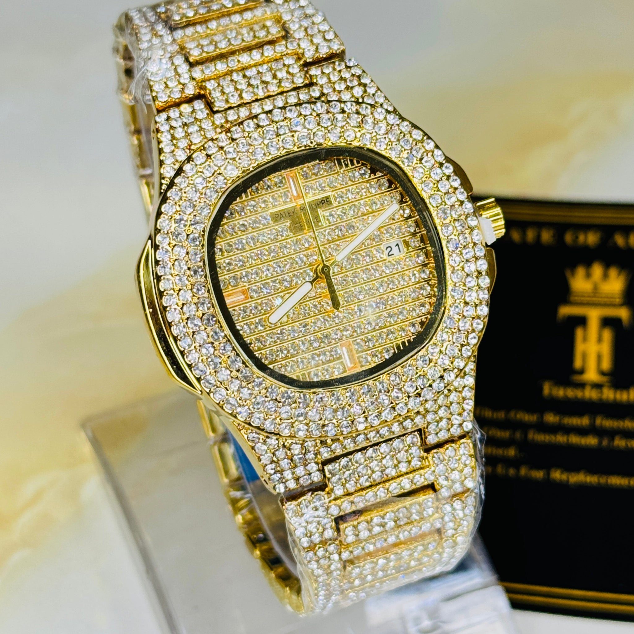 Gold Iced Out PP Branded Premium Watch
