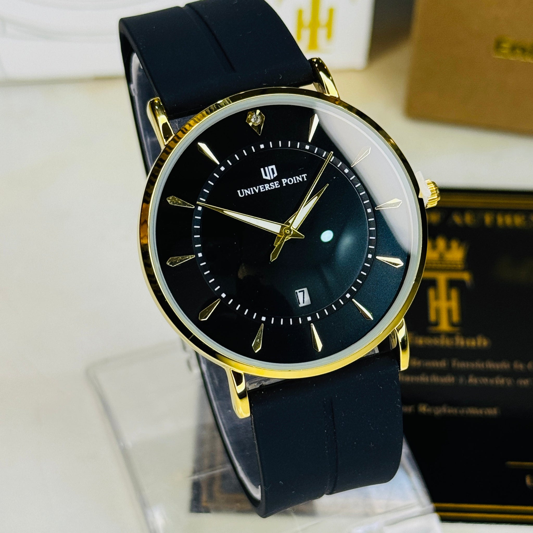 Black Gold Black Slim Balloon Universe Point Watch