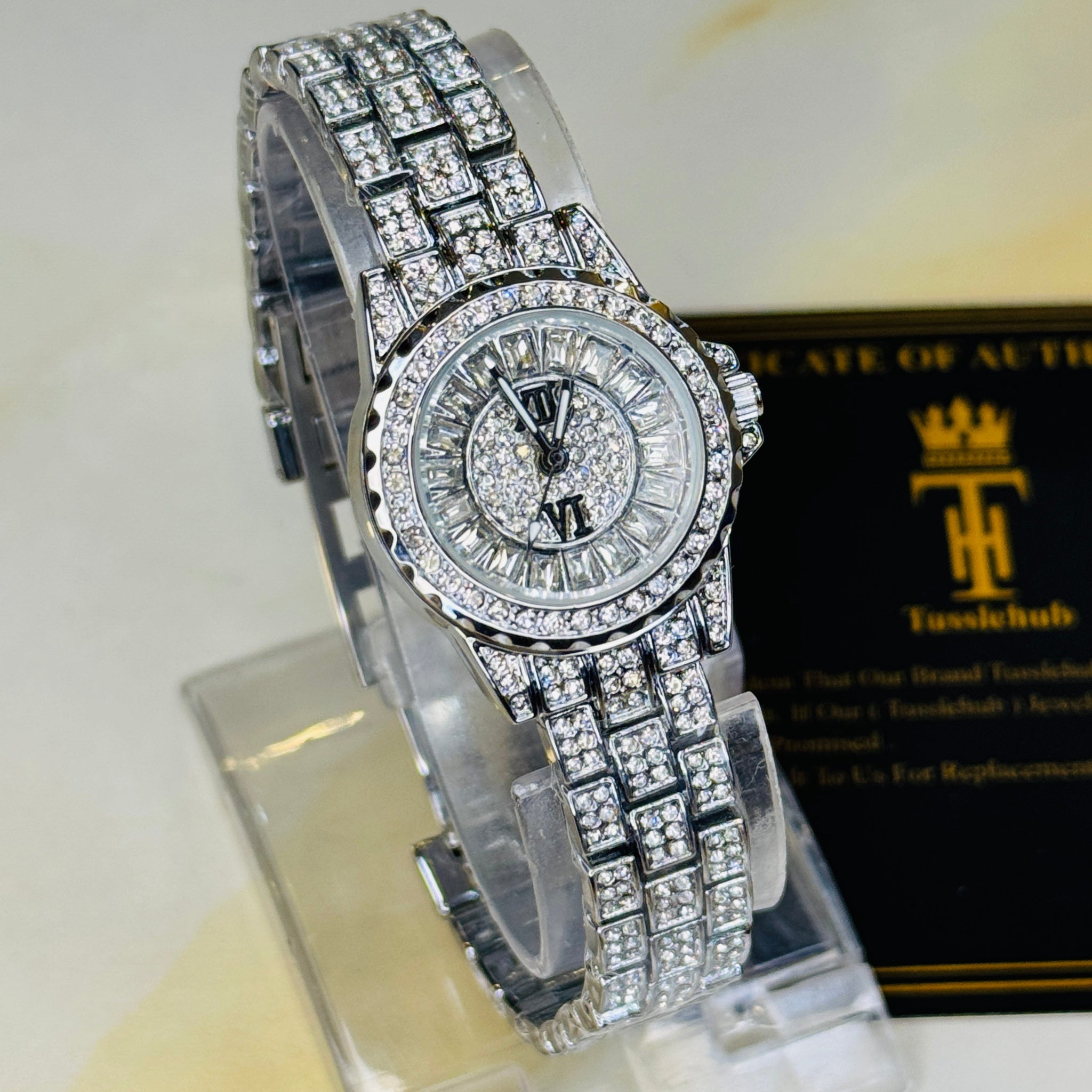 Silver Odd Iced Out Watch For Her