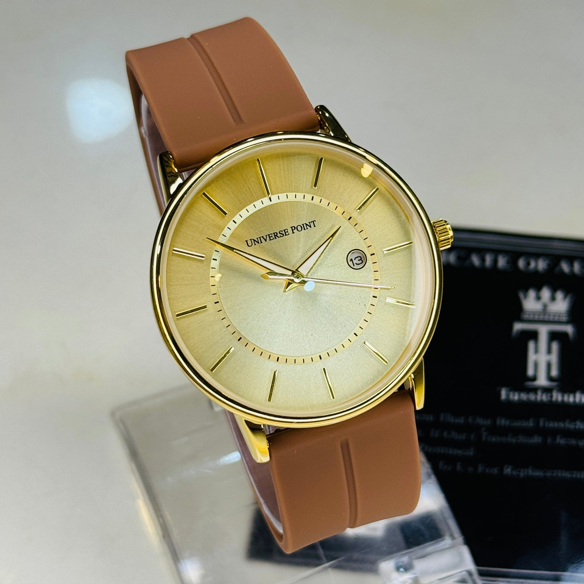 Model A Brown Gold Slim Balloon Universe Point Watch