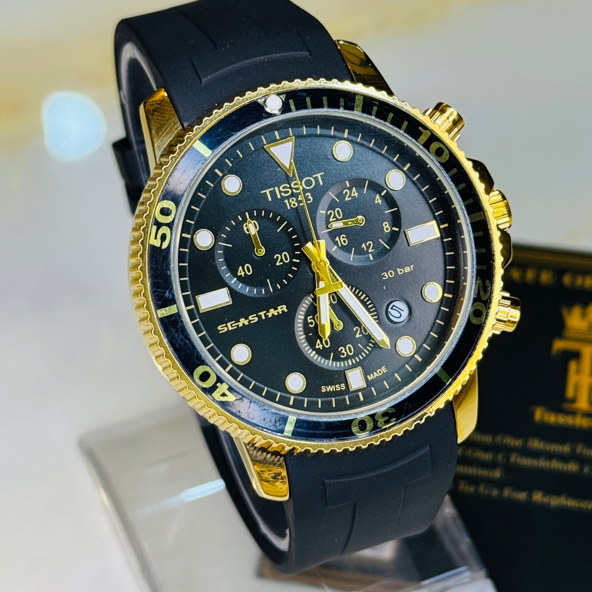 Black Gold Black Tissot Sea Star Chronograph Watch