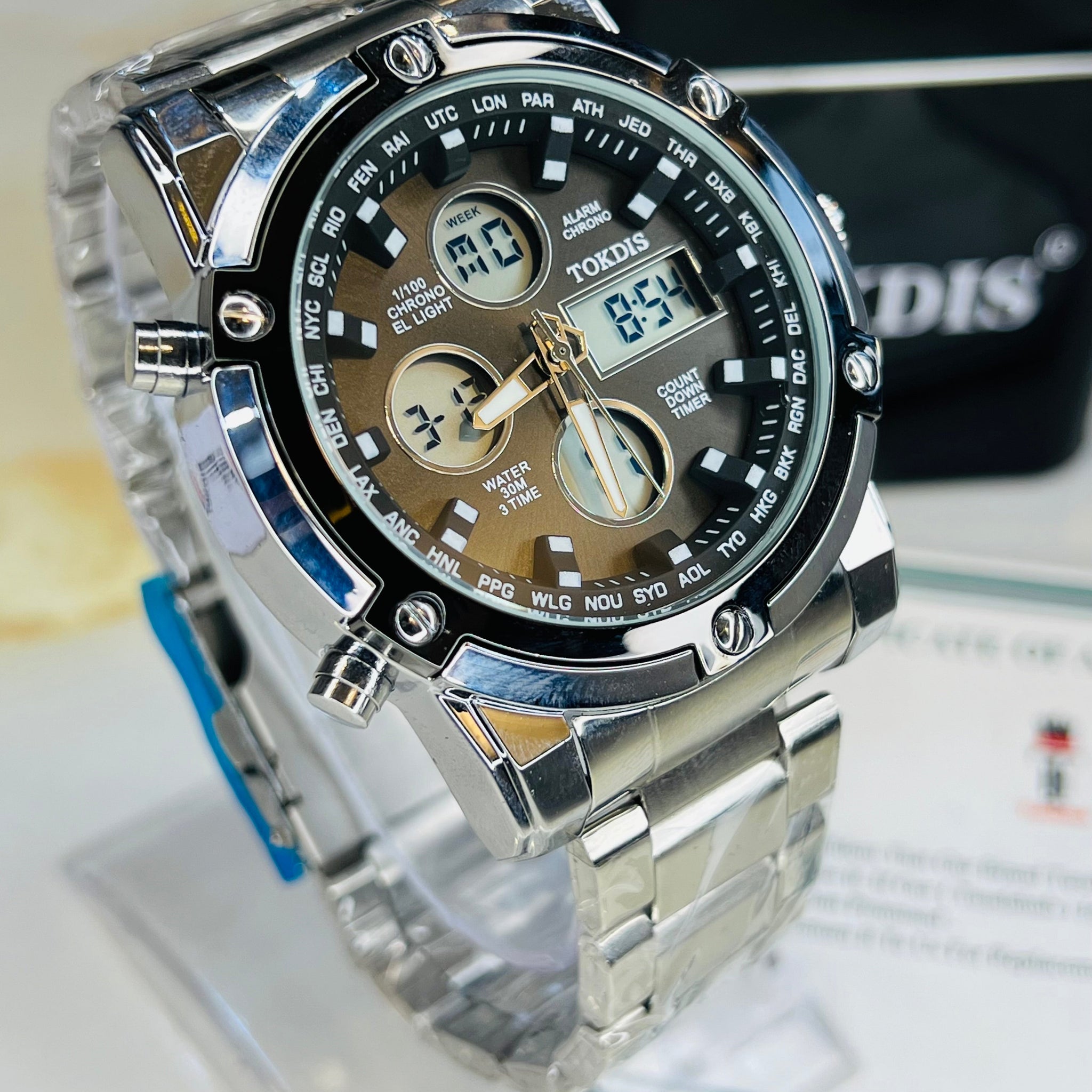 Silver Metal Digital Analogue Tokdis Watch