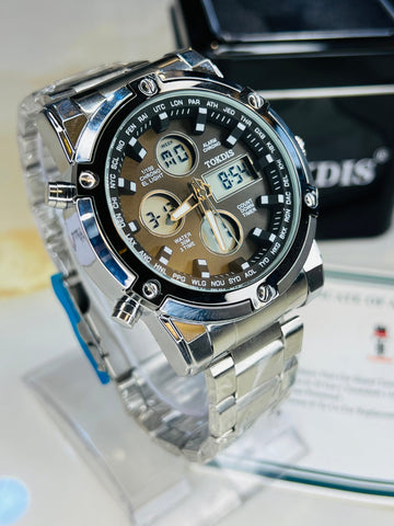 Silver Metal Digital Analogue Tokdis Watch
