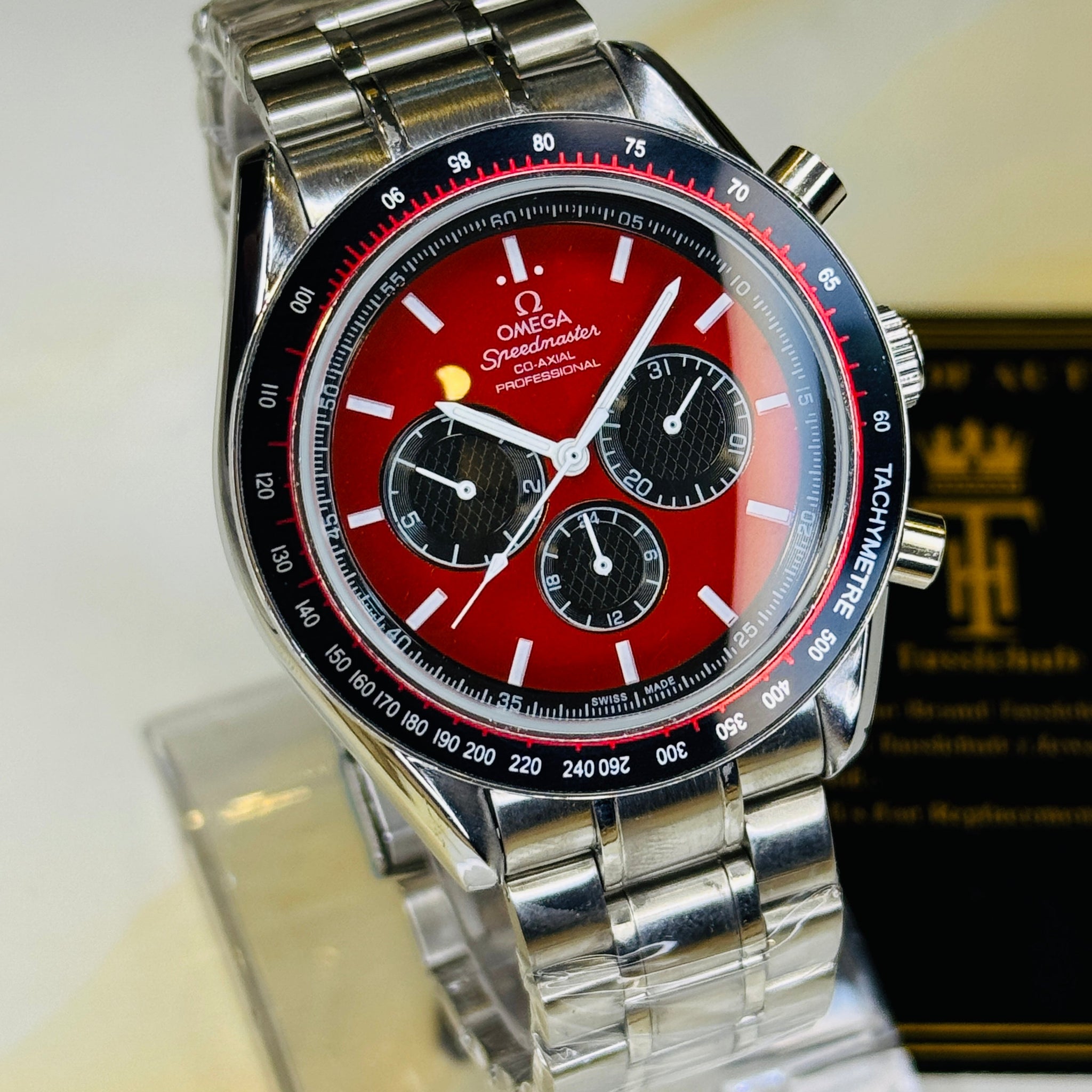 Speedmaster Blood Dial Silver Automatic Master Clone Watch