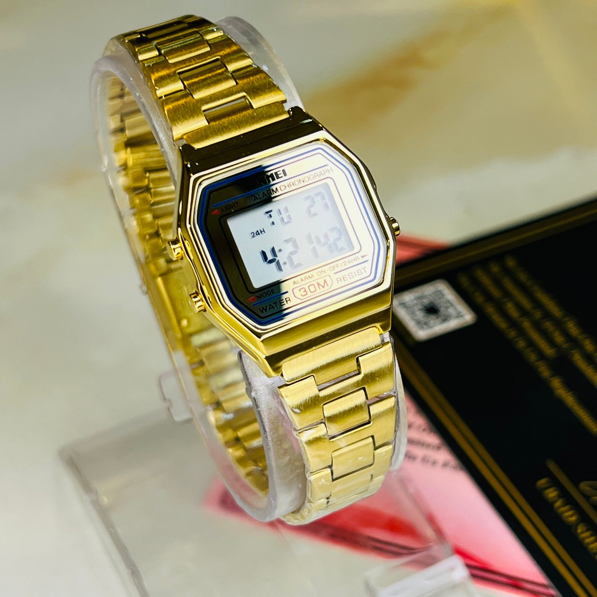 Gold Skmei Digital Watch For Her
