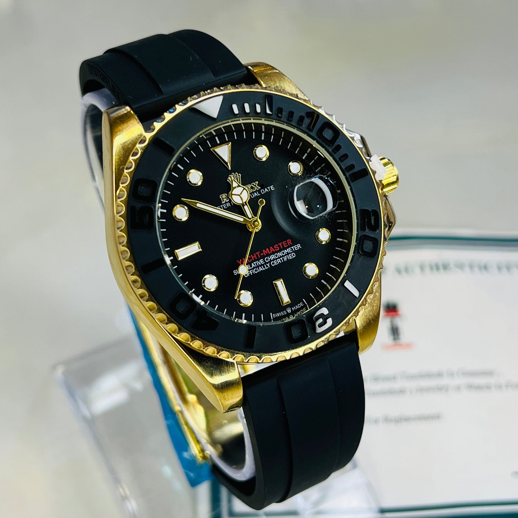 Gold Black Yatchmaster Watch
