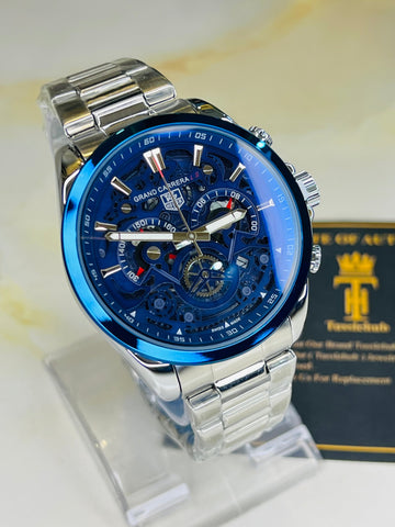 Silver Blue Grand Carrera Chain Strap Chronographs  Watch