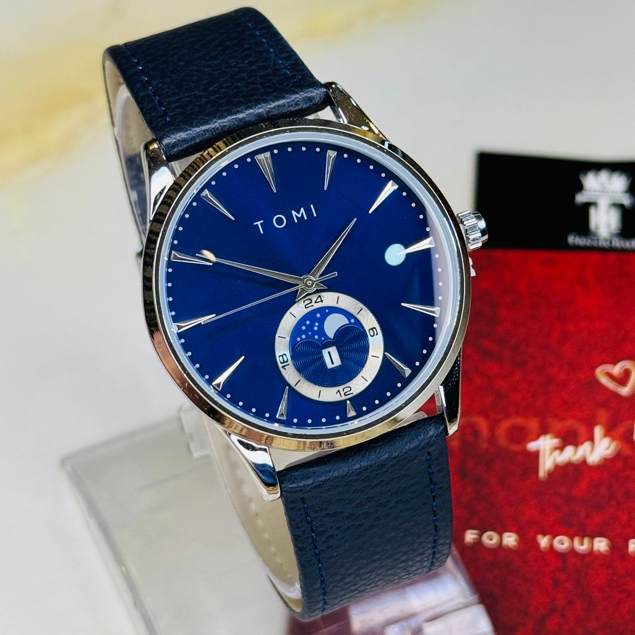 Tomi All Blue Leather Magnetic Strap Watch