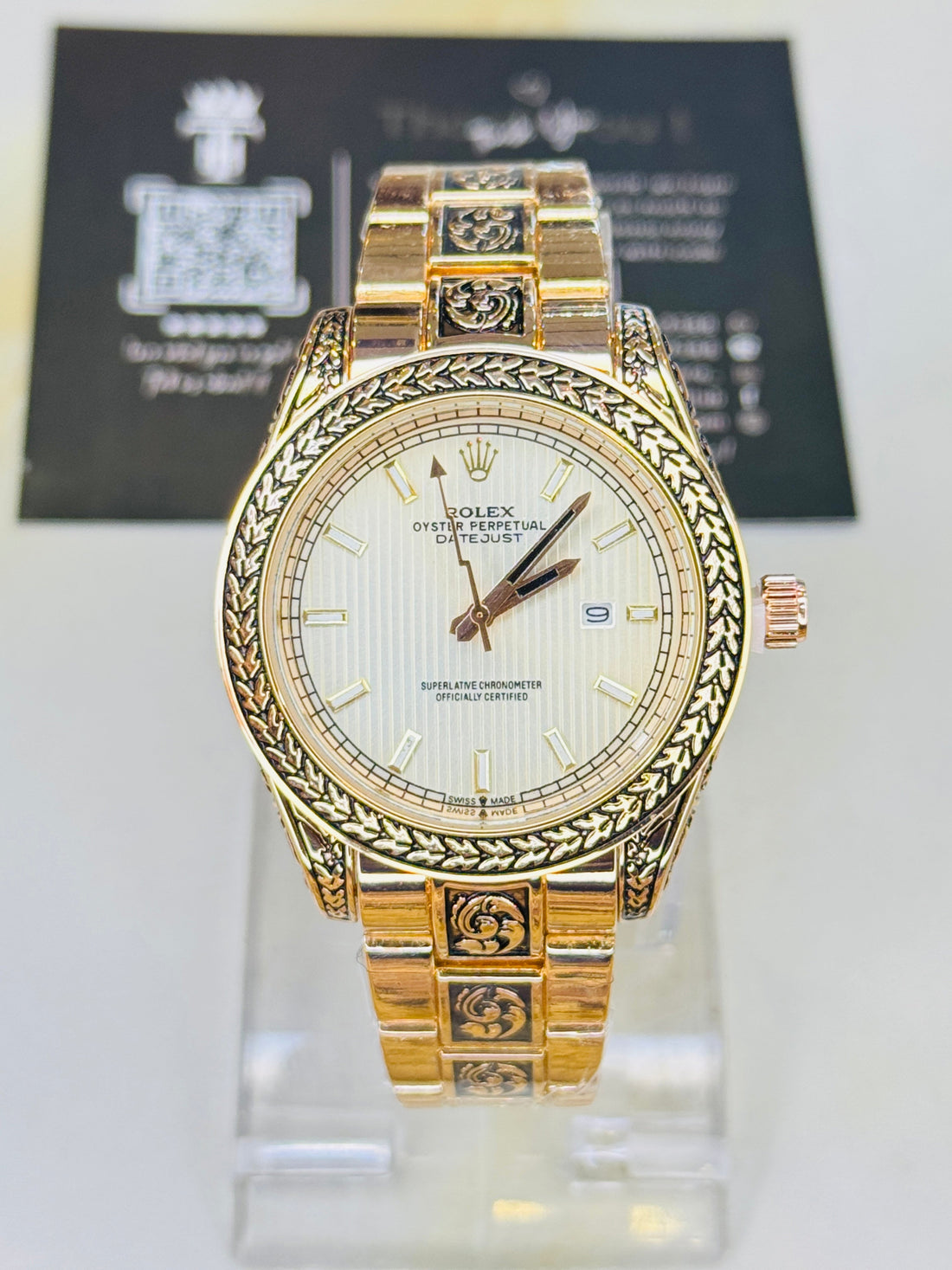 Vintage Copper White Calligraphic Watch