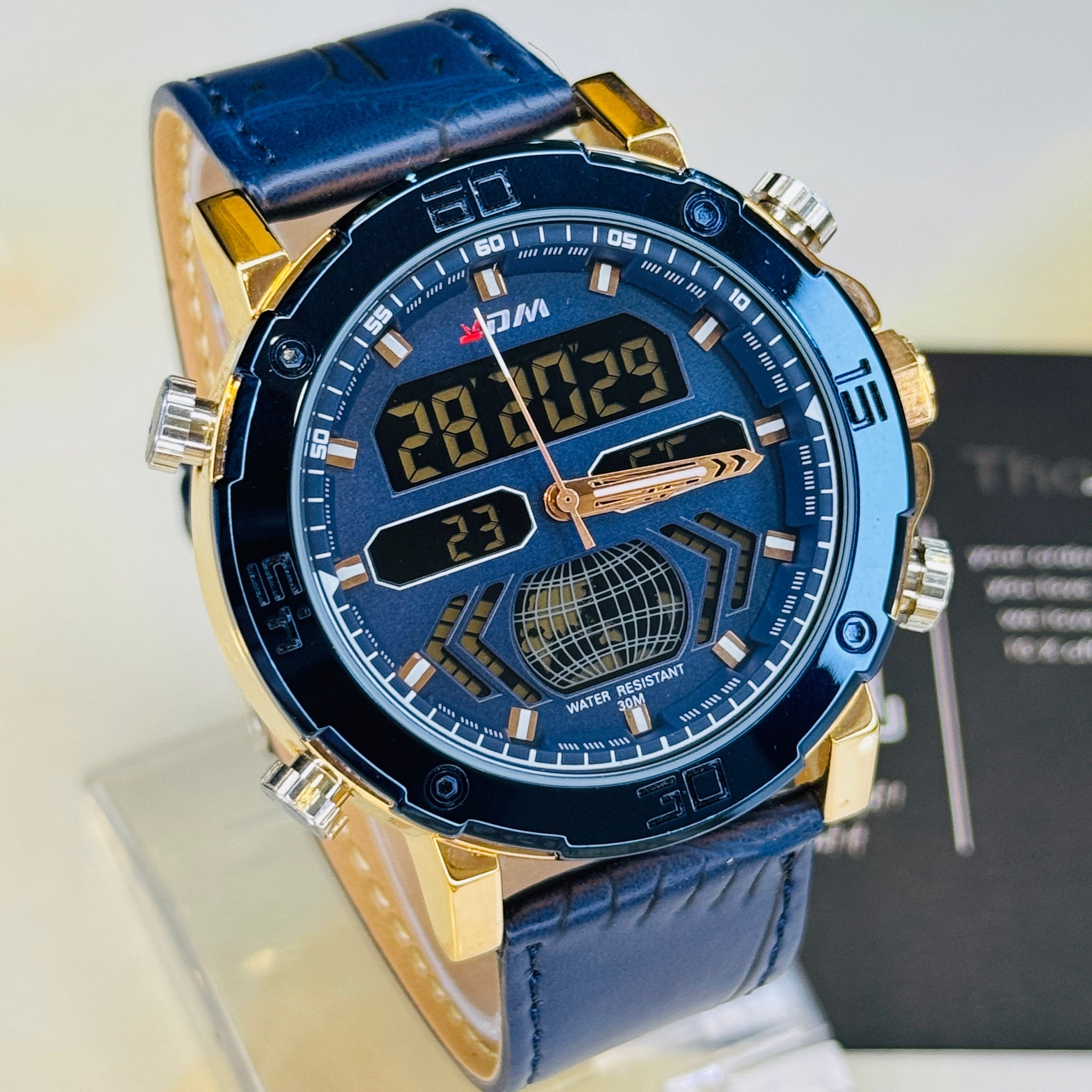 XDM Tungsten Blue Brown Dual Time Watch